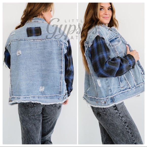 POL Out of the Woods Plaid and Denim Jacket - Picture 6 of 12